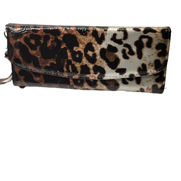 Animal Print Silver Grey and Black Clutch Wallet Purse Travel Unisex Wallet - Picture 3 of 7